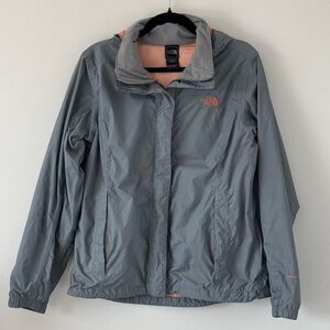 The North Face HyVent Women’s Waterproof Windbreaker Jacket – Gray & Coral Lined